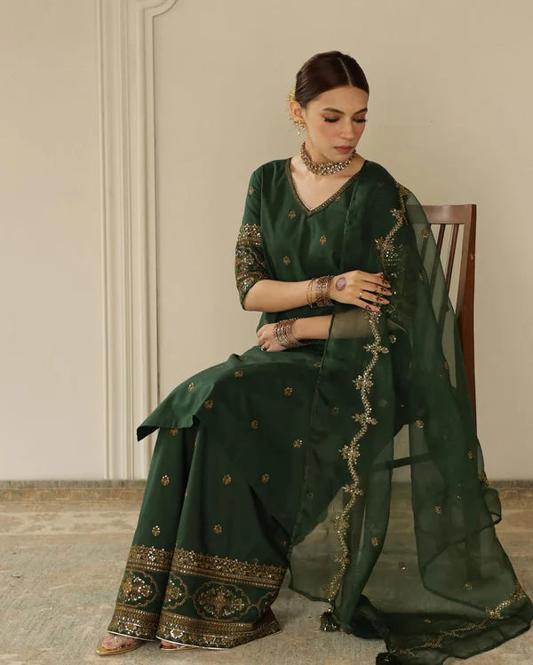Flora Green || Stitched 3 Piece Eid Arrival FN-195