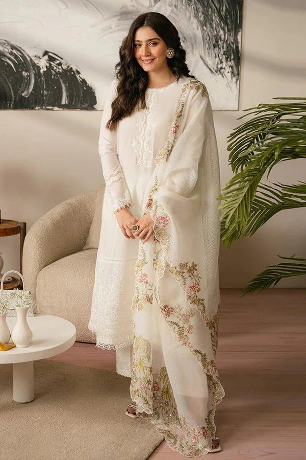 3 Piece Stitched Premium Embroidered Lawn Suit FN-201