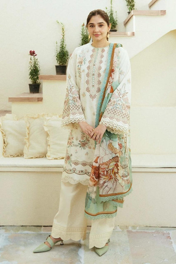 3 Piece Stitched Premium Embroidered Lawn Suit FN-197