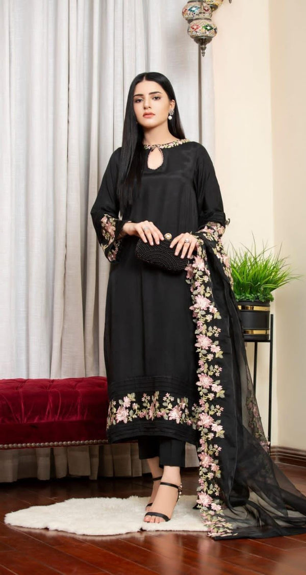 3 Piece Stitched Premium Embroidered Suit FN-179