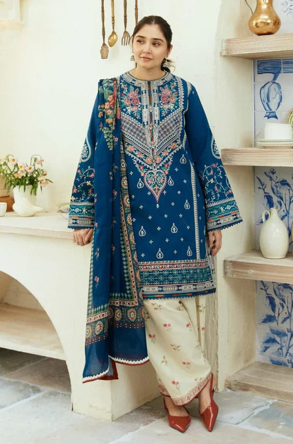 3 Piece Stitched Premium Embroidered Lawn Suit FN-177