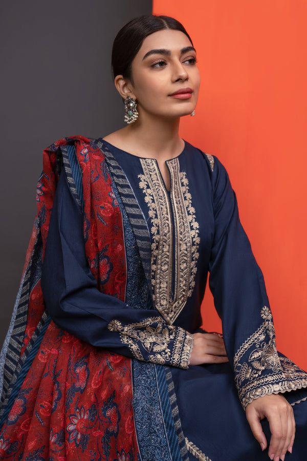 3 Piece Stitched Premium Embroidered Lawn Suit FN-198