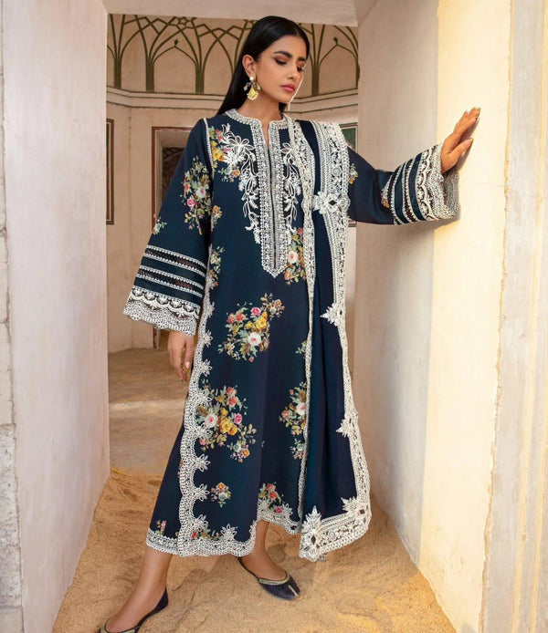 3 Piece Stitched Premium Embroidered Suit FN-207