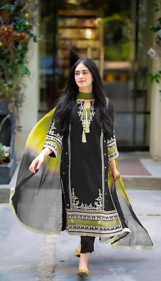 3 Piece Stitched Premium Embroidered Lawn Suit FN-203